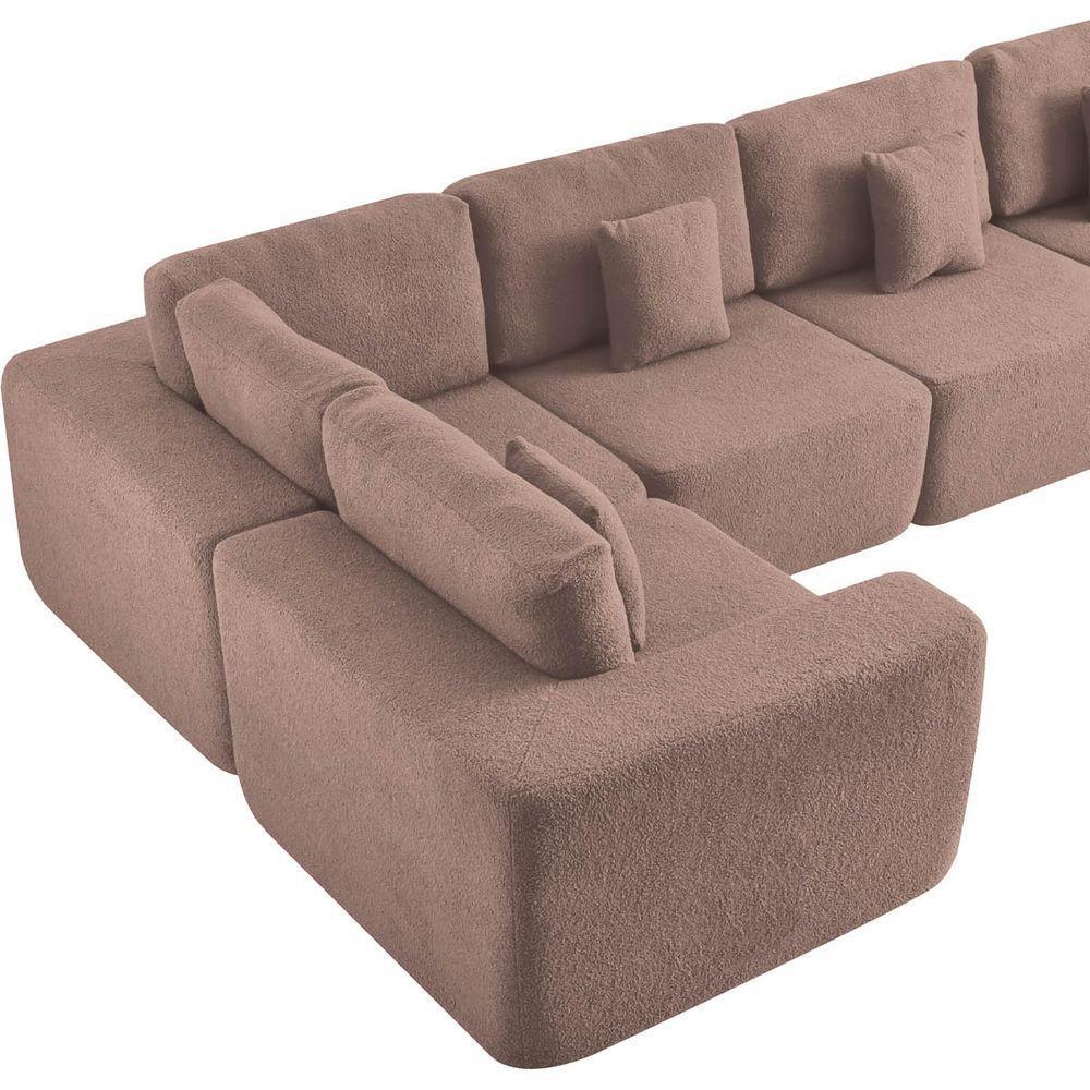 Kit Sofá Modular 5 Lugares Moderno Curvo Orgânico Adapt Linho - Amarena Móveis Rosê - 4