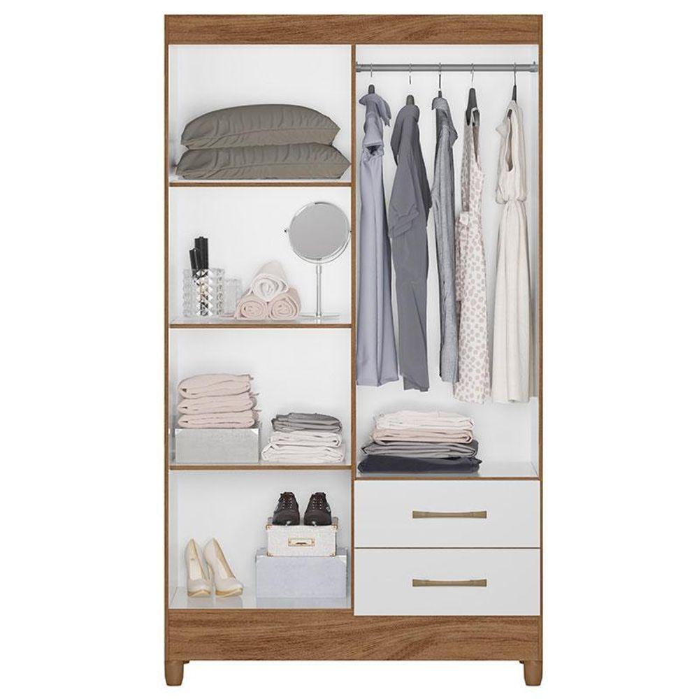 Guarda Roupa Solteiro Ambiente Chile 4 Portas Naturale Branco - Moval - 3