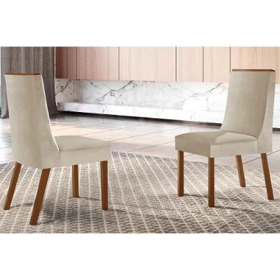 Kit 2 Cadeiras Sala Jantar Dakota 2 Un Madeira Capuccino-suede Creme - Rufato