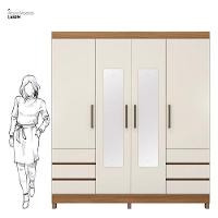 Guarda Roupa Casal Sofia 4 Portas Ambiente Com Espelho Amendola Off White - Demobile - 5