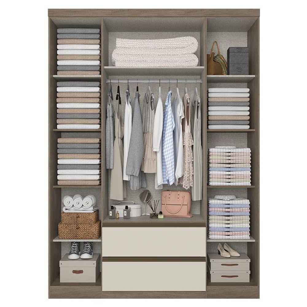 Guarda Roupa Solteiro Nobre Glass 4 Portas Rustic Off White Acetinado - Thb - 2