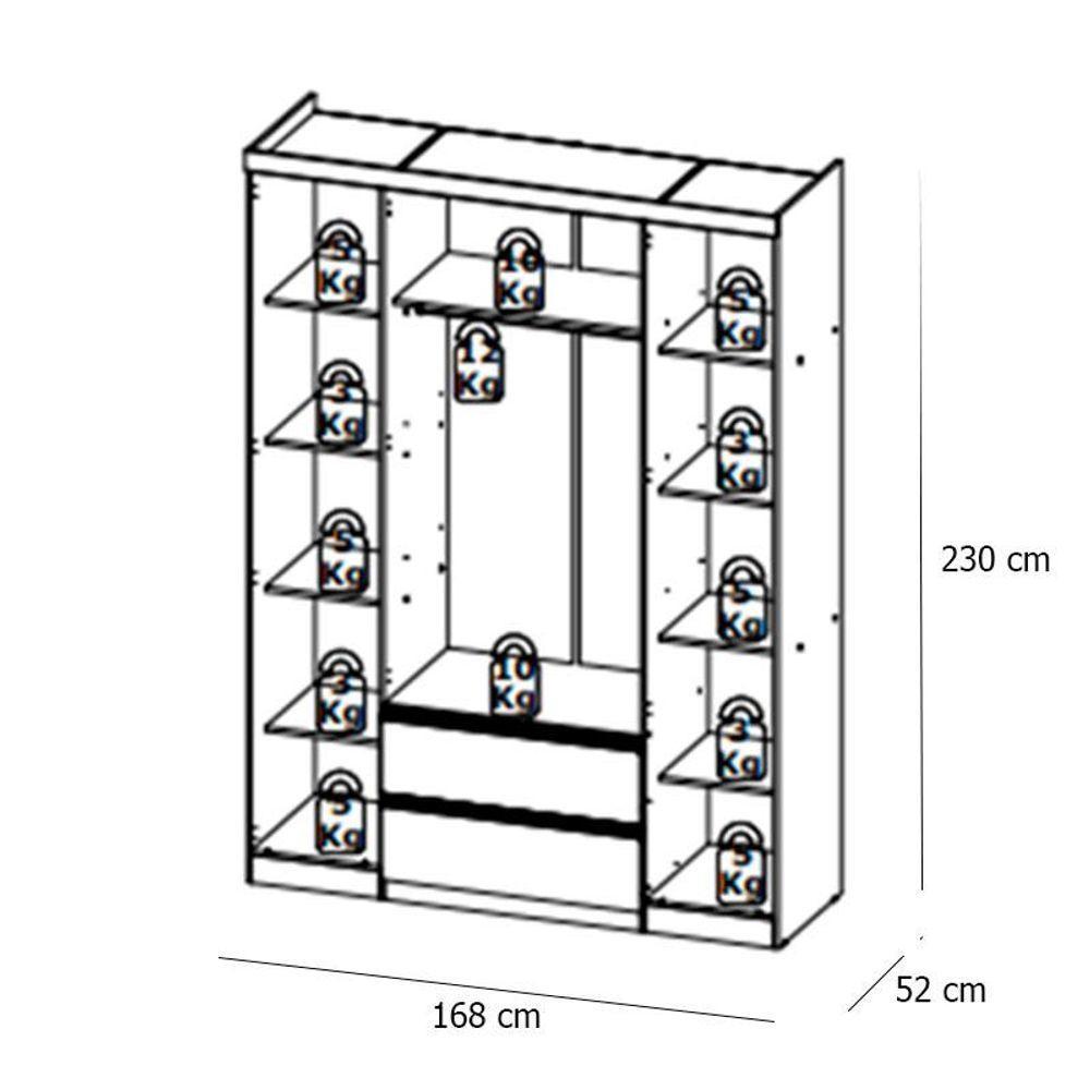Guarda Roupa Solteiro Nobre Glass 4 Portas Rustic Off White Acetinado - Thb - 3