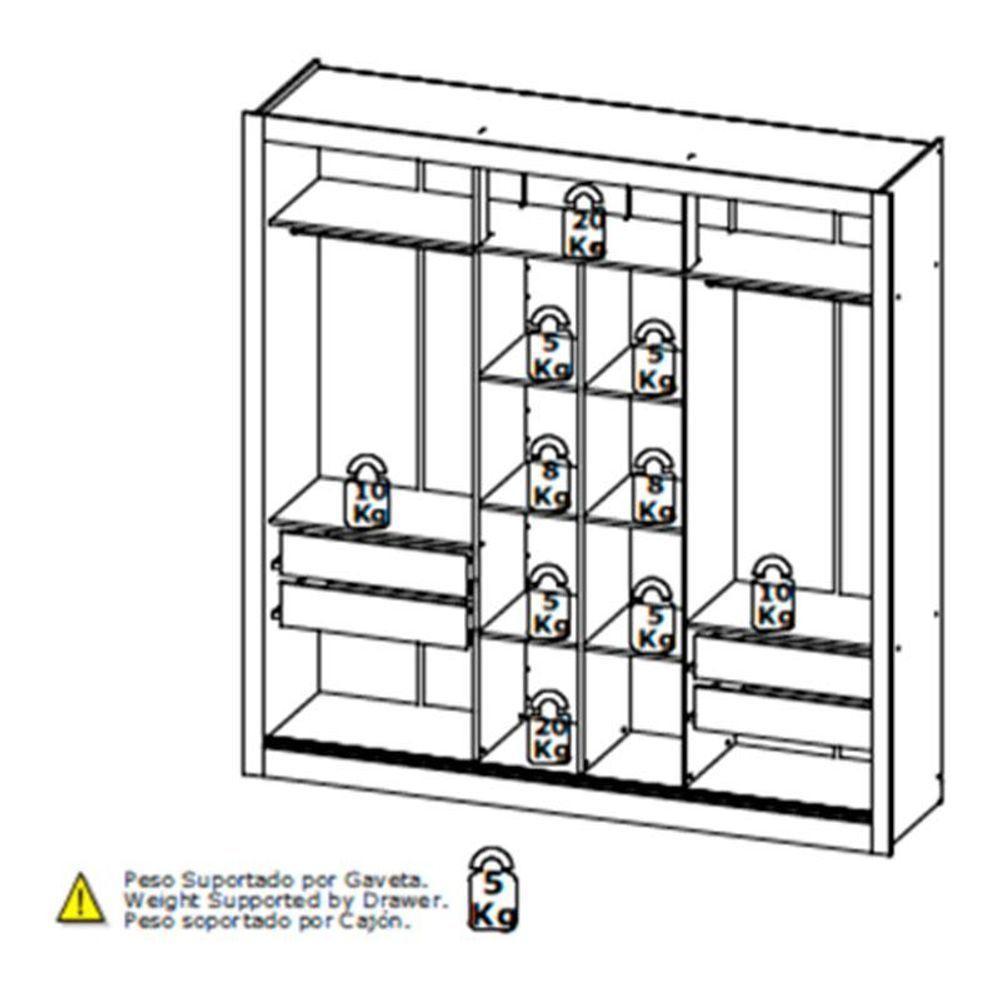 Guarda Roupa Casal Ibiza Glass 3 Portas Capuccino Menta Flex - Thb - 4