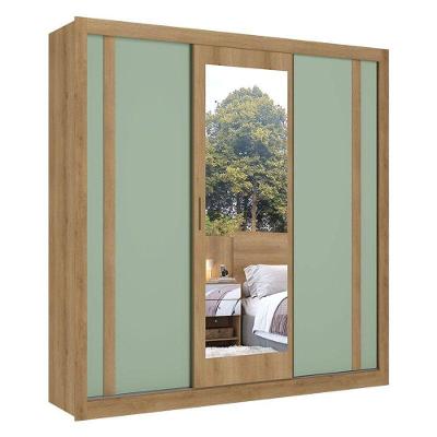 Guarda Roupa Casal Ibiza Glass 3 Portas Capuccino Menta Flex - Thb