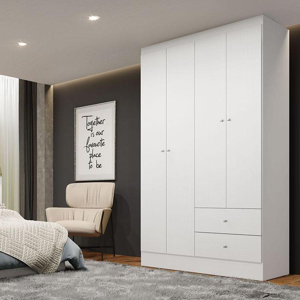 Guarda Roupa Solteiro Astro 4 Portas Branco Rosa Flex Acetinado - Thb - 6