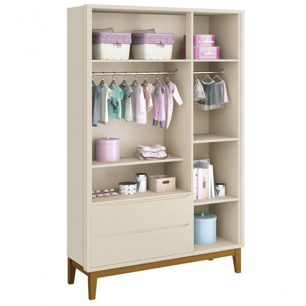 Guarda-roupa Retrô 3 Portas Classic New Areia Fosco Com Madeira - Reller - 5