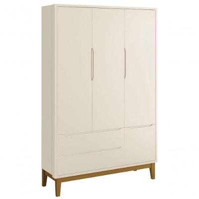 Guarda-roupa Retrô 3 Portas Classic New Areia Fosco Com Madeira - Reller