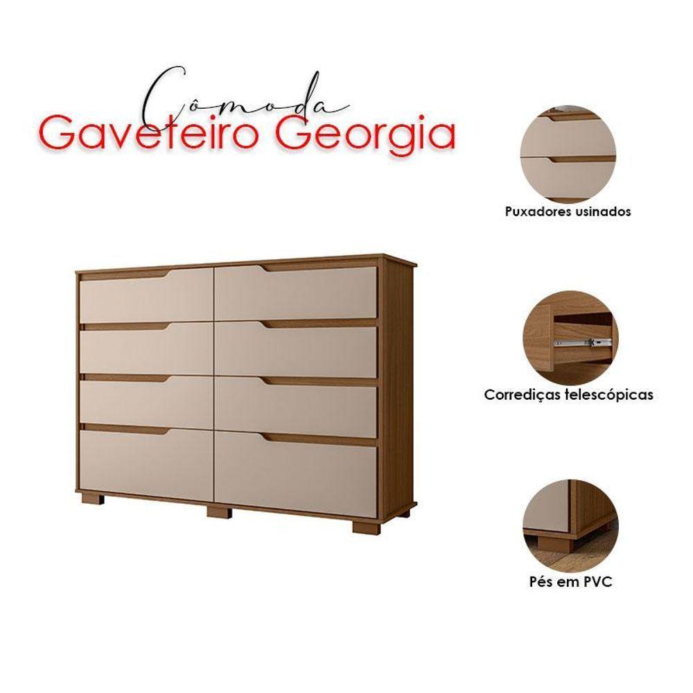 Guarda Roupa Casal Panamá E Cômoda Georgia Carvalho Fendi- Moval - 5