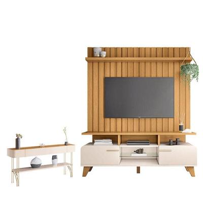 Rack Bancada Essenza E Painel Link 1.6 Com Aparador Vivant Off White Cinamomo - Hb Móveis