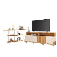 Rack Bancada Graci 1.8 Com Aparador Infinity Off White Cinamomo - Hb Móveis - 1