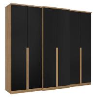 Guarda Roupa Casal Valência 6 Portas Capuccino Preto E Cômoda Gaveteiro Condessa Acetinado - Thb - 2