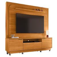 Estante Home Theater Nilo Cinamomo Para Tv Até 75” Com Rodízios - Madetec Cinamomo - 1