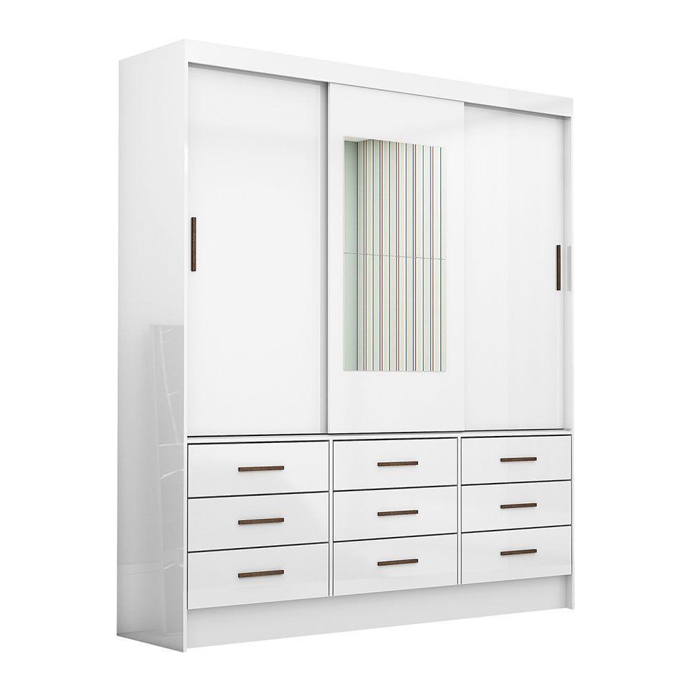 Guarda Roupa Sevilha 3pts 9gav Com Espelho Carioca Móveis Branco - 2