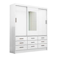 Guarda Roupa Sevilha 3pts 9gav Com Espelho Carioca Móveis Branco - 2