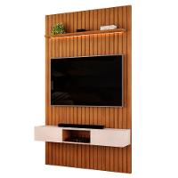 Painel Para Tv Até 55 Polegadas 1,43m Ripado Autêntico Com Led E Nicho Montreal Madeirado/off White - 2