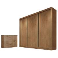 Guarda Roupa Casal Logan E Cômoda Seul Cumaru 23 - Novo Horizonte - 1