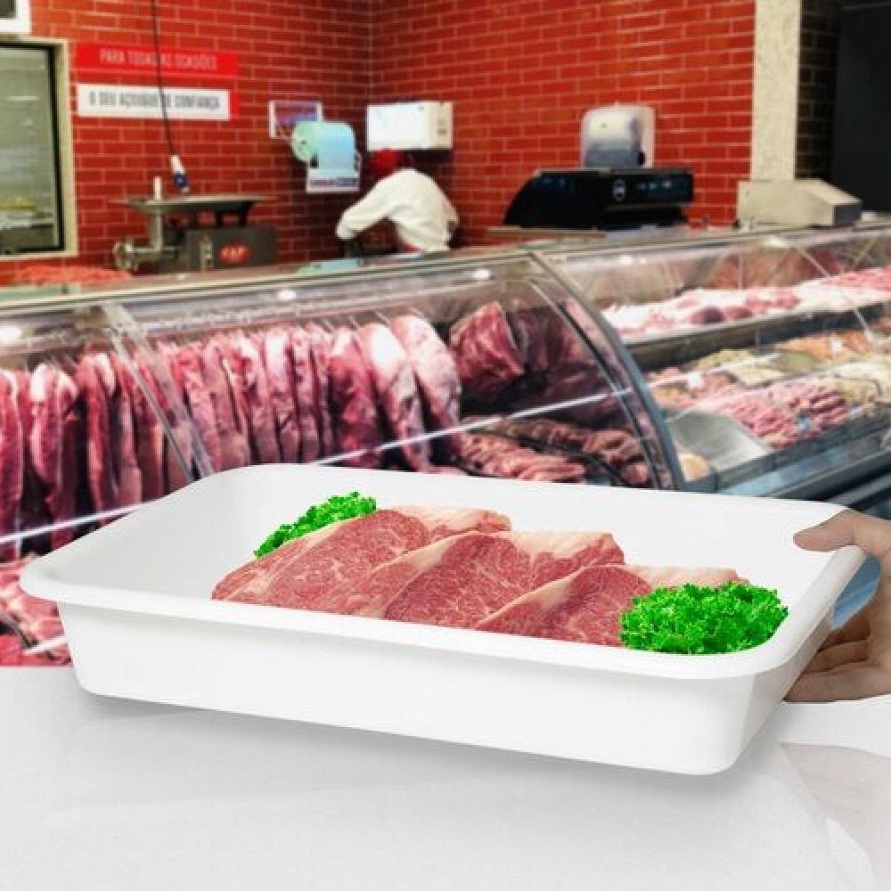 Caixa Bandeja Plastica Acougue Organizador Cozinha Mantimentos Camera Fria 6 Litros Restaurante Branca - 3