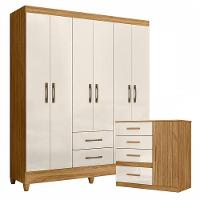 Guarda Roupa Casal Panamá E Cômoda Venus Freijó Off White - Moval - 1