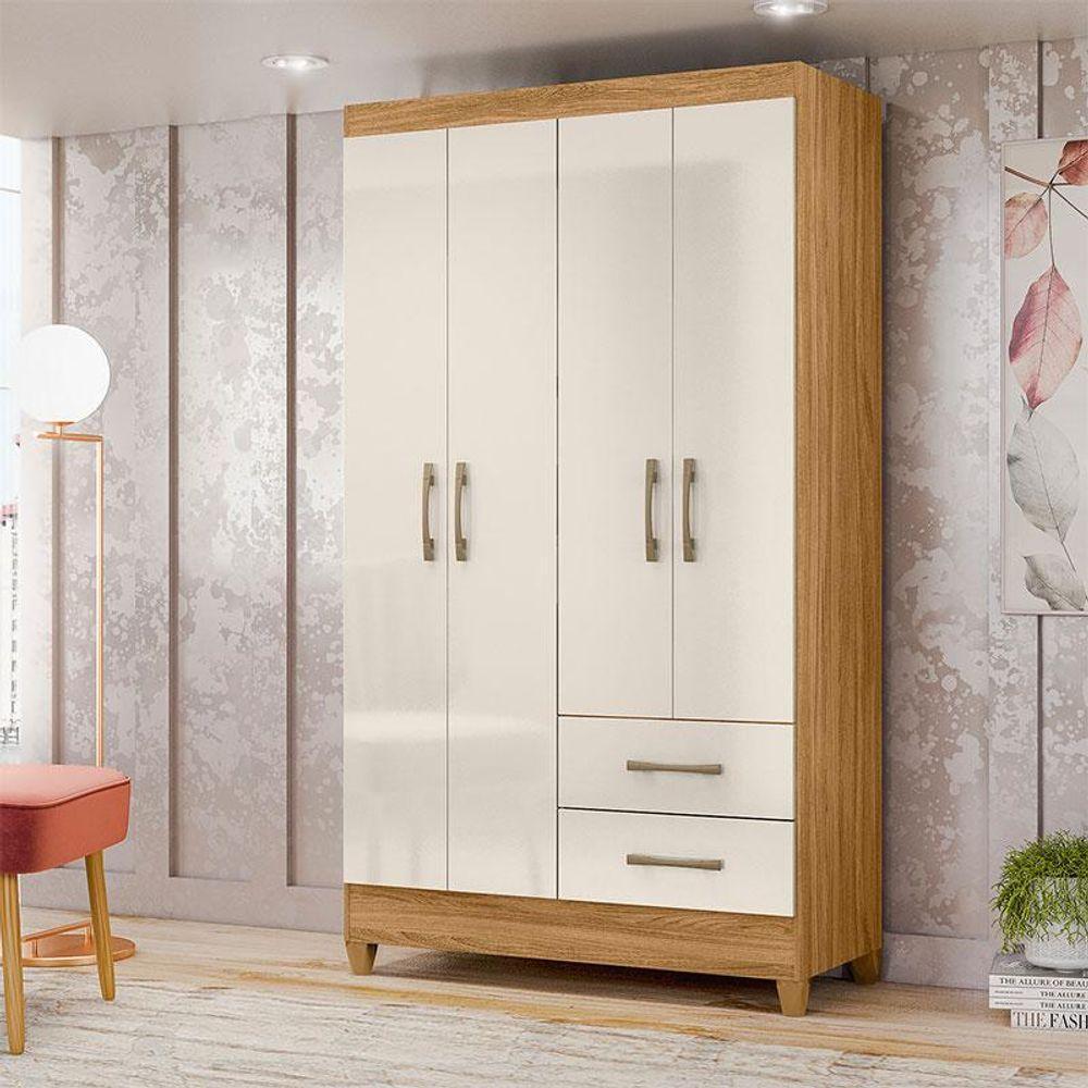 Guarda Roupa Solteiro Ambiente Chile 4 Portas Freijó Off White - Moval - 1