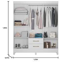 Guarda Roupa Casal Panamá Com Cômoda Vênus Com Pés E Armário Multiuso New íris Branco Brilho- Moval - 3