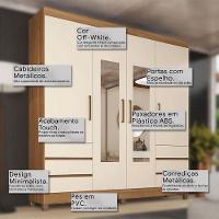 Guarda Roupa Casal Sofia 4 Portas Ambiente Com Espelho Amendola Off White - Demobile