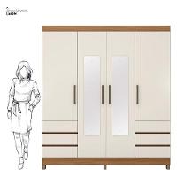 Guarda Roupa Casal Sofia 4 Portas Ambiente Com Espelho Amendola Off White - Demobile - 5