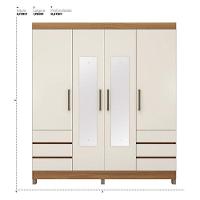 Guarda Roupa Casal Sofia 4 Portas Ambiente Com Espelho Amendola Off White - Demobile - 6