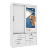 Guarda Roupa 2 Portas 6 Gavetas Chicago Com Espelho Tcil Cor:branco - 1