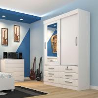 Guarda Roupa 2 Portas 6 Gavetas Chicago Com Espelho Tcil Cor:branco - 2
