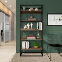 Estante Alta Com Bandeja Madeirada E Tubos Pretos - 1