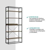 Estante Alta Com Bandeja Madeirada E Tubos Pretos