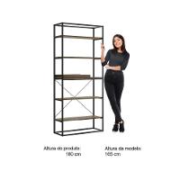 Estante Alta Com Bandeja Madeirada E Tubos Pretos - 5