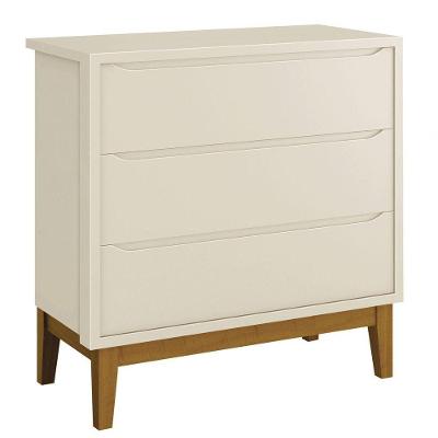 Cômoda Gaveteiro Classic New 3 Gavetas MDF Puxador Embutido Amadeirado Areia Fosco