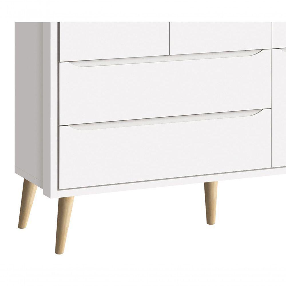 Guarda-roupa Retrô 3 Portas Théo New Branco Fosco Com Natural - Moveisaqui - 3