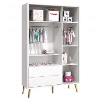 Guarda-roupa Retrô 3 Portas Théo New Branco Fosco Com Natural - Moveisaqui - 5