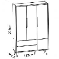 Guarda-roupa Retrô 3 Portas Théo New Branco Fosco Com Natural - Moveisaqui - 6