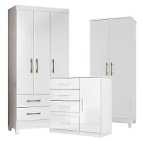 Guarda Roupa Infantil Lima Com Cômoda Vênus E Armário Multiuso Jade Branco Brilho - Moval - 1