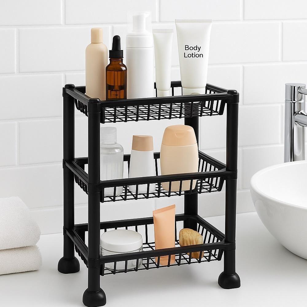 Organizador Estante 3 Prateleiras Cesto Fruteira Tripla Multiuso Mesa Bancada Fruta Cosmeticos Brinquedos Banheiro Cozin - 2