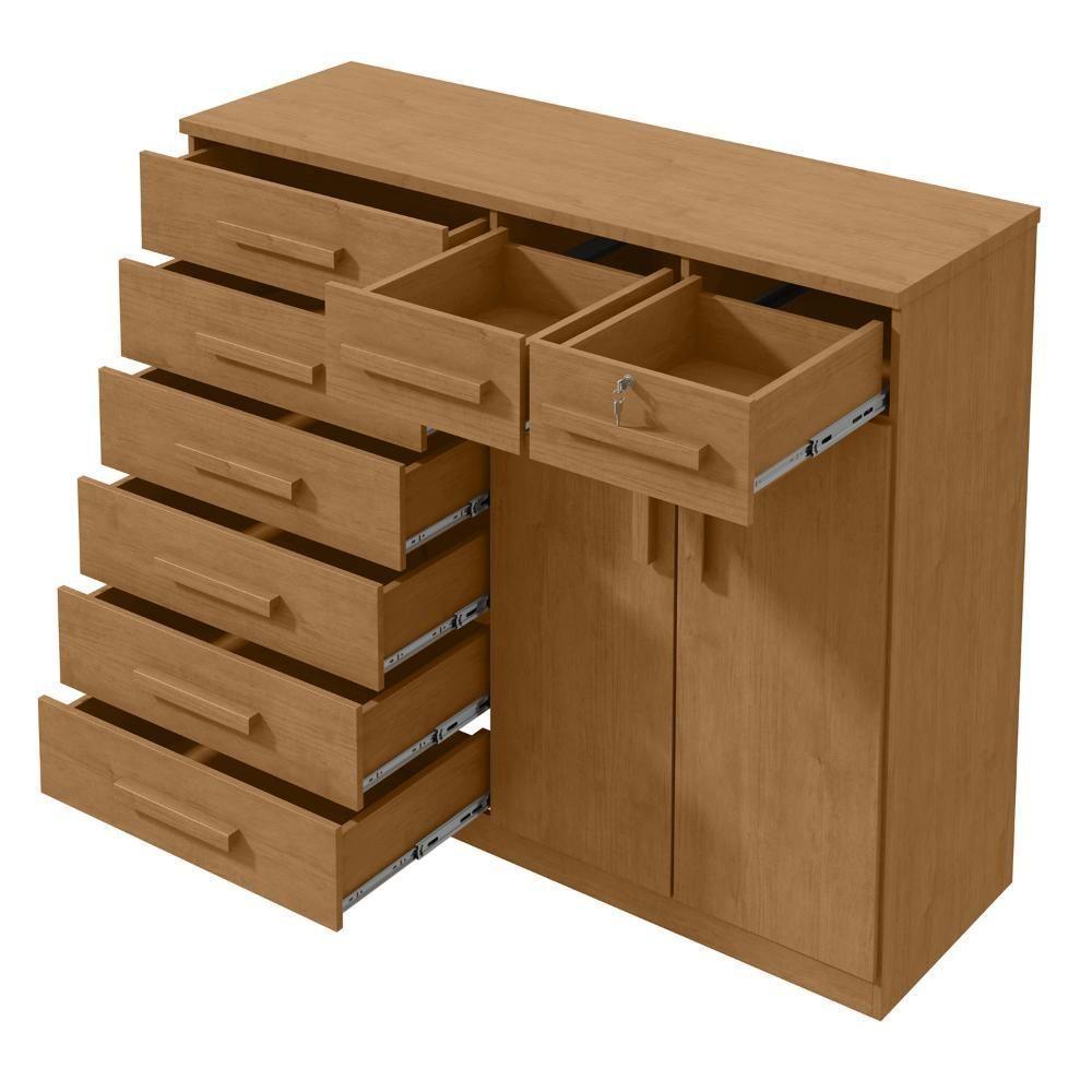 Cômoda 8 Gavetas 2 Portas Toronto Amendoa Clean -lopas - 3