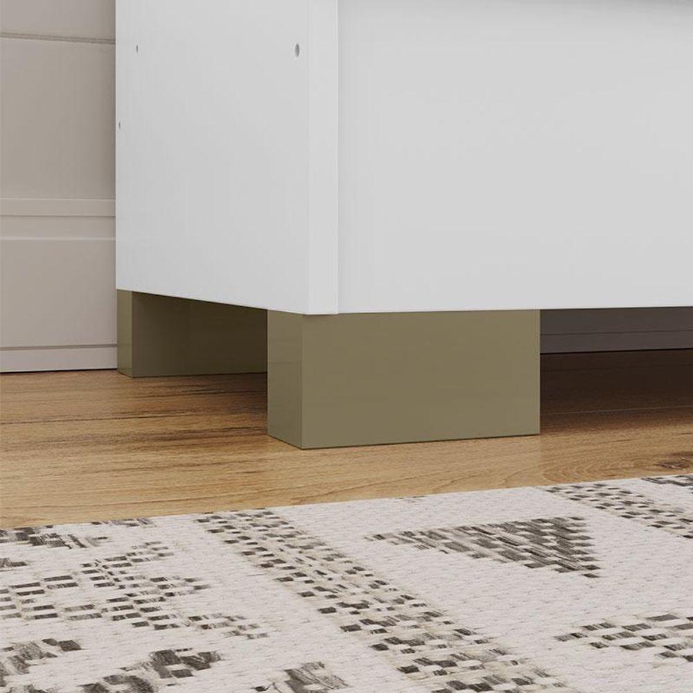 Guarda Roupa Solteiro Versa 3 Portas Branco Rosa Flex Fosco Com Armário Multiuso Luna Branco Fosco - Kits Paraná - 10