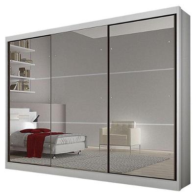Guarda Roupa Casal Atlanta 3 Portas 4 Gavetas Neve Com Espelho - Novo Horizonte