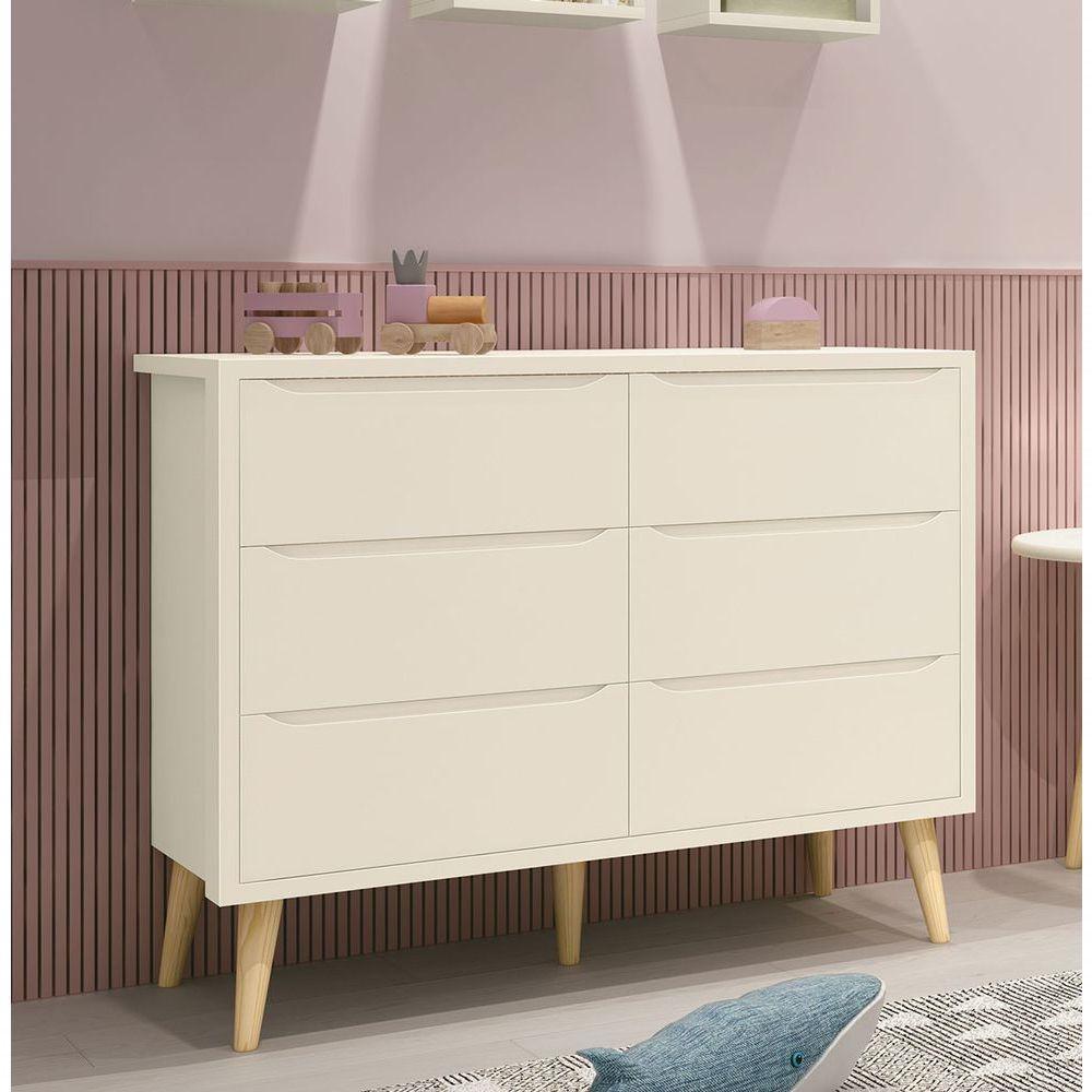 Cômoda 6 Gavetas Théo New Areia Fosco Com Natural - Moveisaqui - 2