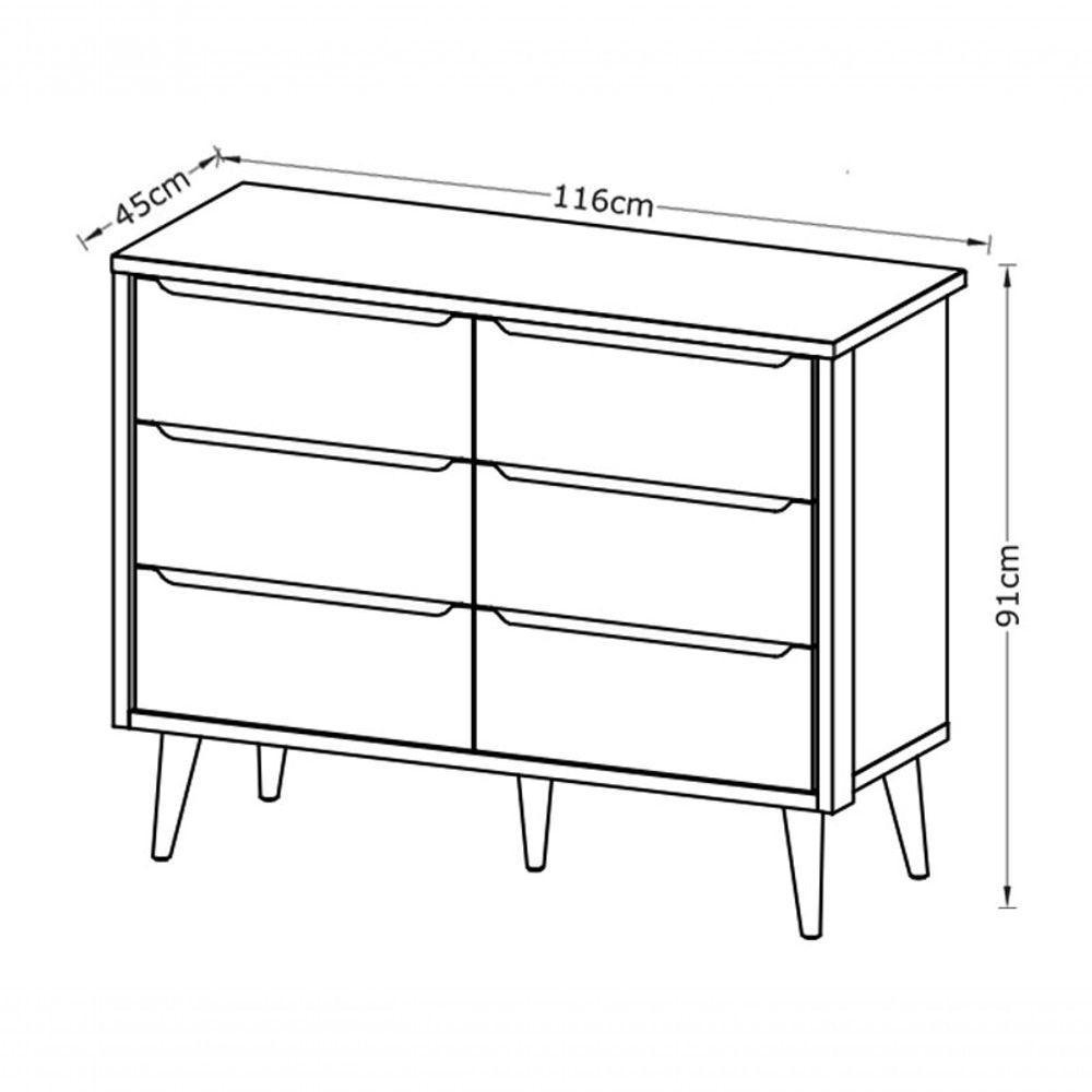 Cômoda 6 Gavetas Théo New Areia Fosco Com Natural - Moveisaqui - 6