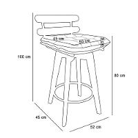 Kit 04 Banquetas Giratória Costela Linho Base Madeira Ma70 J01 - D'rossi A32 Palha - 7