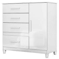 Guarda Roupa Infantil Sobral Com Cômoda Vênus Com Pés E Armário Multiuso Jade Branco Brilho - Moval - 5