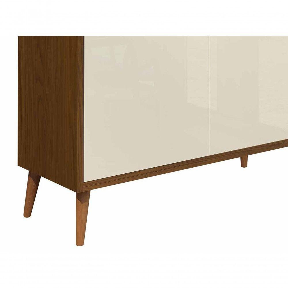 Balcão Buffet Retrô Delta 2 Portas Freijó Com Off White - Moveisaqui - 4