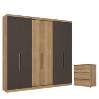 Guarda Roupa Casal Passione Ultra 6 Portas Capuccino Cacau E Cômoda Gaveteiro Condessa Cappuccino - Thb - 1
