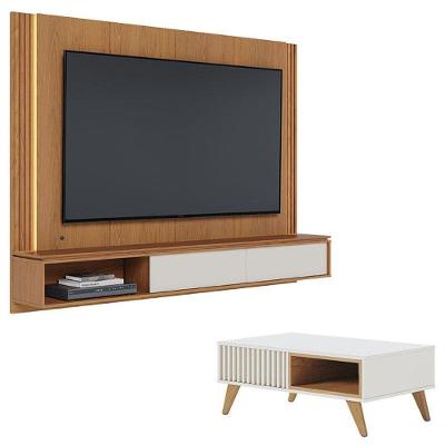 Home Suspenso Loa Freijó Off White Com Mesa De Centro Jeri Off White Freijó - Colibri