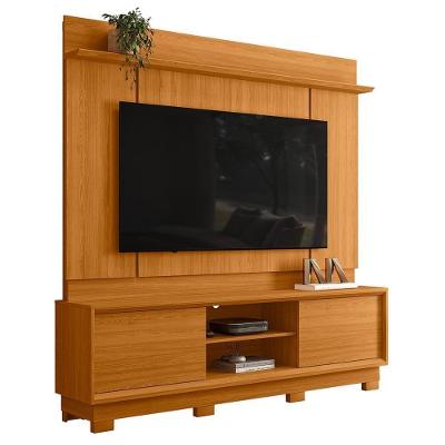 Estante Home Theater Siena Cinamomo Para Tv Até 75” Com Pés - Madetec Cinamomo