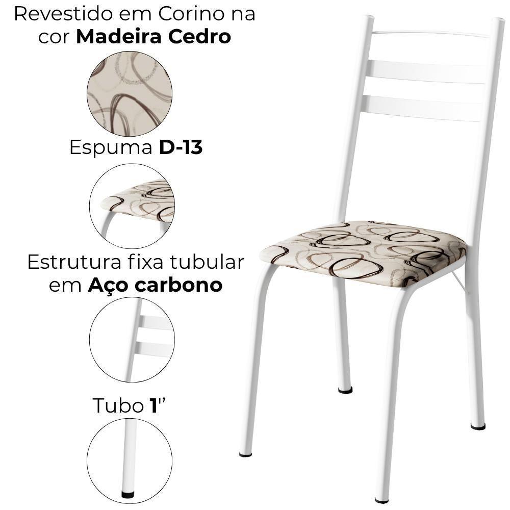 Kit 2 Cadeiras Tubular America 061 Branco Assento Madeira Cedro Artef - 5